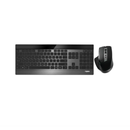 Комплект Клавиатура + Мышь, Rapoo, 8200T, Bluetooth, 2.4 ГГц