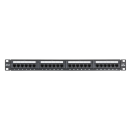 Патч панель 19", 1U, 24 порта, Кат.5e, RJ45/8P8C, неэкран, черная