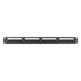 Патч панель 19", 1U, 24 порта, Кат.5e, RJ45/8P8C, неэкран., черная
