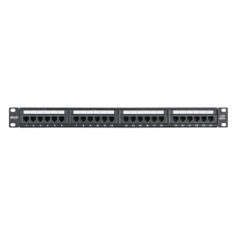 Патч панель 19", 1U, 24 порта, Кат.6, RJ45/8P8C, неэкран, черная