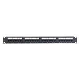 Патч панель 19", 1U, 24 порта, Кат.6, RJ45/8P8C, неэкран., черная
