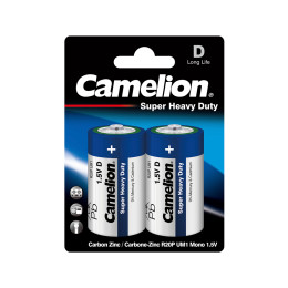 Батарейка, CAMELION, R20P-BP2B, Super Heavy Duty, D, 1.5V, mAh, 2 шт.