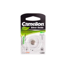 Батарейка, CAMELION, SR43-BP1(0%Hg) , Silver Oxide, 1.55V, 0% Ртути, 1 шт.