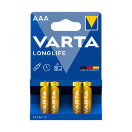 Батарейка, VARTA, LR03 Longlife Micro, AAA, 1.5 V, 4 шт.