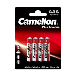 Батарейка, CAMELION, LR03-BP4, Plus Alkaline, AAA, 1.5V, 1150 mAh, 4 шт