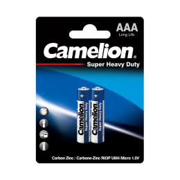 Батарейка, CAMELION, R03P-BP2B, Super Heavy Duty, AAA, 1.5V, 550mAh, 2 шт.