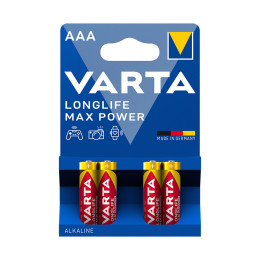Батарейка, VARTA, LR03 Longlife Power Max Micro, AAA, 1.5 V, 4 шт.