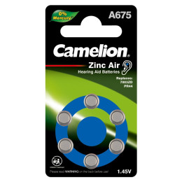 Батарейка, CAMELION, A675-BP6(0%Hg) , Zinc Air, A675, 1.45V