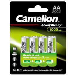 Аккумулятор, CAMELION, NH-AA1000ARBP4, AlwaysReady Rechargeable, AA, 1.2V, 1000 mAh