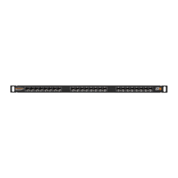 Панель 19", 0,5U, 24 порта, Кат.6, RJ45/8P8C, неэкран., черная