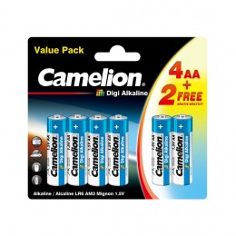 Батарейка, CAMELION, 4+2LR6DG-BP, Digi Alkaline, AA, 1.5V, 2700 mAh, 6 шт