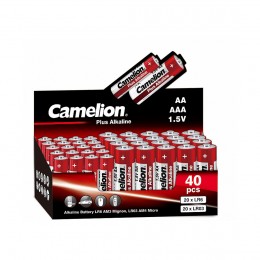 Батарейка, CAMELION, 20LR6+20LR03-CB, Plus Alkaline, AA, 1.5V, 2700 mAh, AAA, 1.5V, 1150 mAh, 40 шт