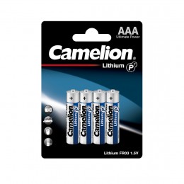 Батарейка, CAMELION, FR03-BP4, Lithium P7, AAA, 1.5V, 1100 mAh, 4 шт. 