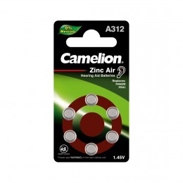 Батарейка, CAMELION, A312-BP6(0%Hg) , Zinc Air 6шт