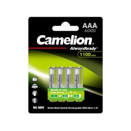 Аккумулятор, CAMELION, NH-AAA1100ARBP4, AlwaysReady Ni-MH Rechargeable, AAA, 1.2V, 1100 mAh, 4 шт.