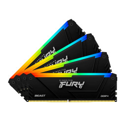 ОЗУ Kingston FURY Beast RGB 128Гб (32x4, )DIMM DDR4, 3600MT/s, CL18, 1.35В